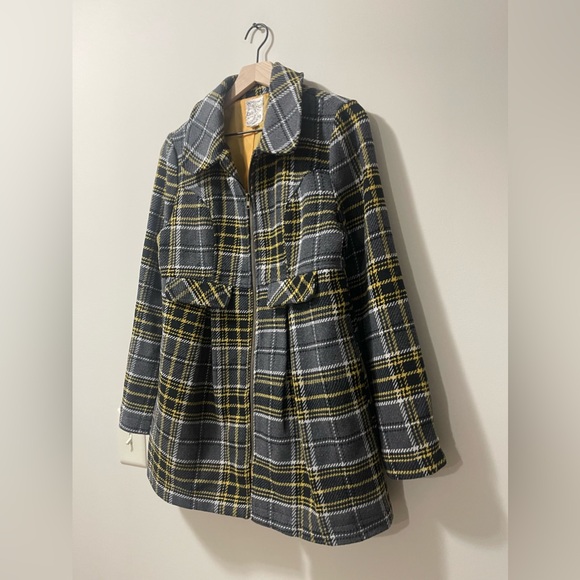 Tulle Houndstooth Flare Wool Blend Mid Pea Coat Size Small - Picture 5 of 9